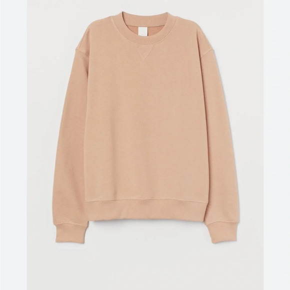 H&M basics crewneck sweatshirt size large tan, long sleeve - Picture 1 of 5